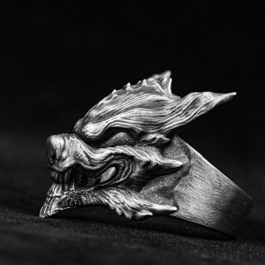 Insidious wolf ring, mask silver ring, wolf silver jewelry, 925 sterling silver wolf ring, ghost face ring, men's ring