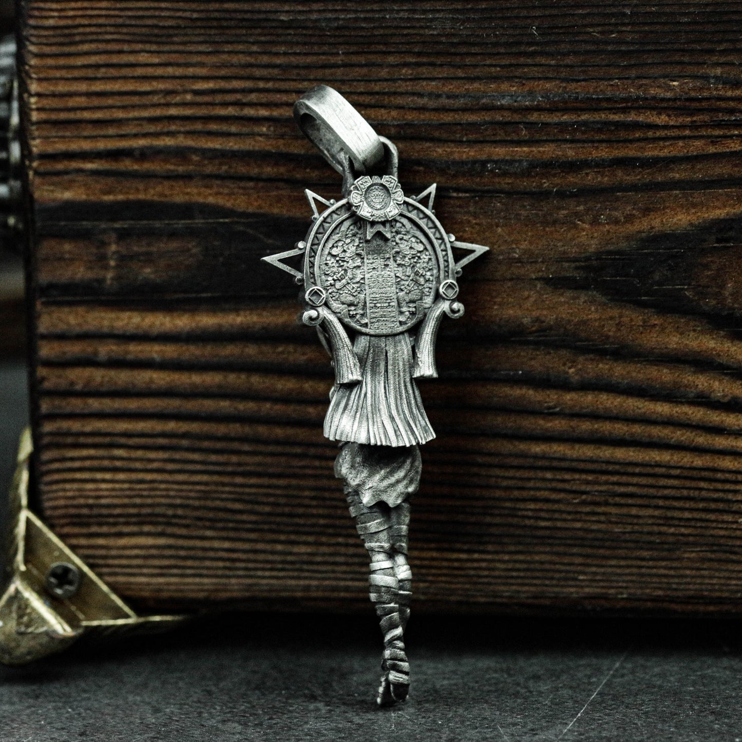 Egyptian Mummy 925 Sterling Silver Pendant Necklace, Mummy Sun Goddess Pendant Necklace, Goddess Mummy Pendant - Artisan Made