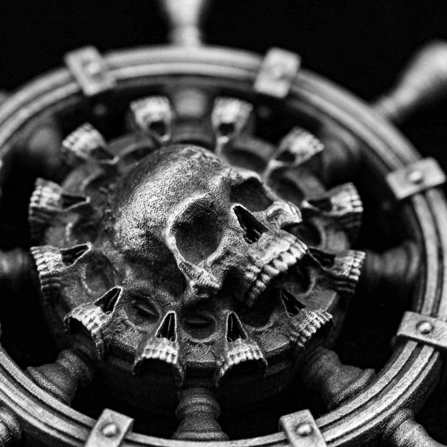 Gothic Pendant- Reincarnation Steering Wheel Pendant -Sterling Silver Gifts-Handmade Casting-Men's Silver Gifts-Skull Jewelry