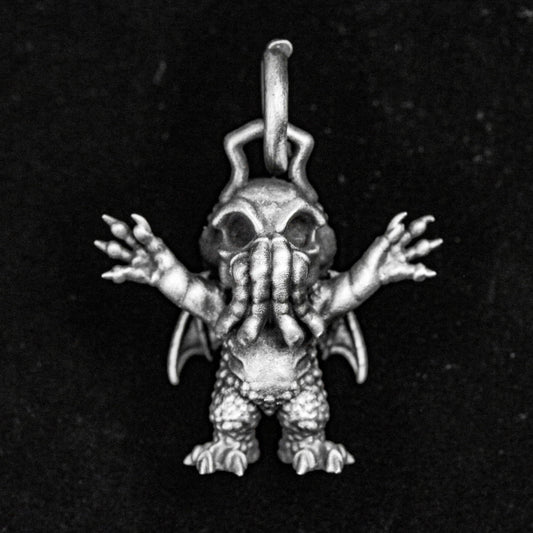 Little Cthulhu Pendant-Gothic Pendant-Handmade Cast Sterling Silver Gifts-Special Silver Gifts-Octopus Necklace-God's Call