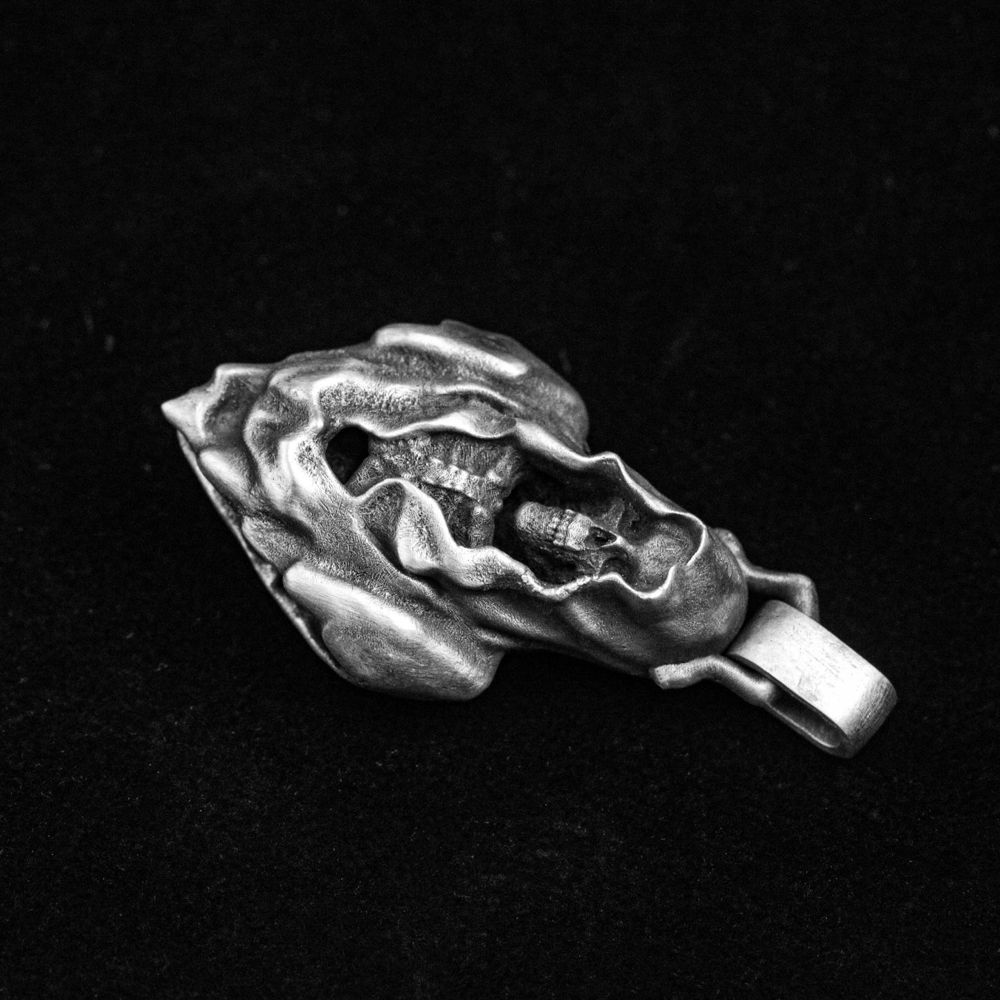 Gothic Necklace - Skull Silver Necklace - 925 Silver Skull Pendant - Mystery Gift - Large Pendant - Smile Silver Jewelry - Artisan Made