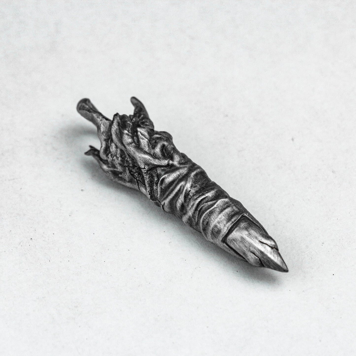 Devil Finger Necklace-Silver Necklace-Hand-Cast Jewelry-One Finger Pendant-Oxidation Jewelry-