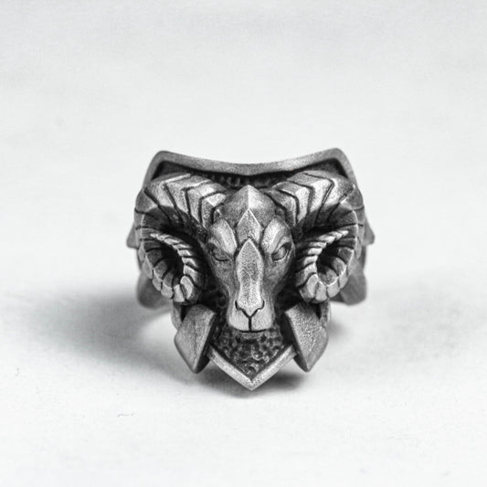 Sheep Head Ring - Silver Ring - Billy Goat Jewelry - Men's Gifts - Handmade - Oxidation Jewelry