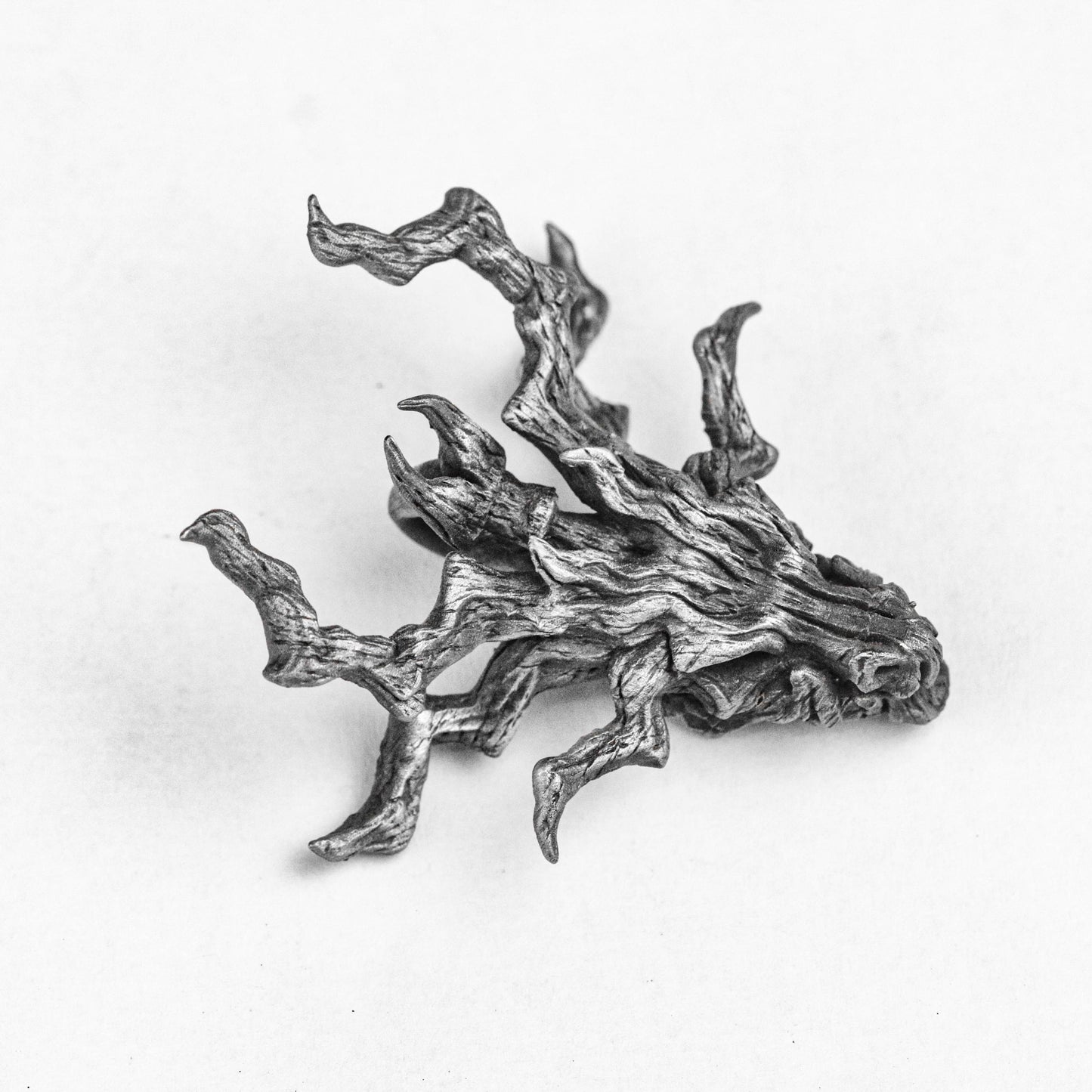 Deadwood Pendant - Wooden Dragon Necklace - Antique Silver Jewelry - Hand Carved Dragon - Silver Pendant - Silver Warrior Jewelry