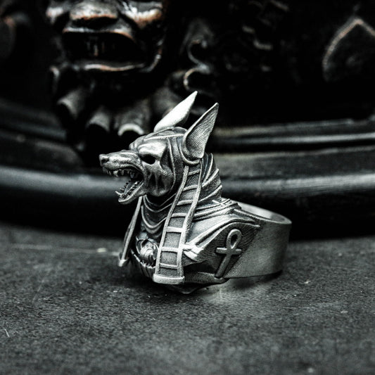 925 sterling silver Anubis ring, death ring, Anubis ring, Egyptian mythology jewelry - handmade