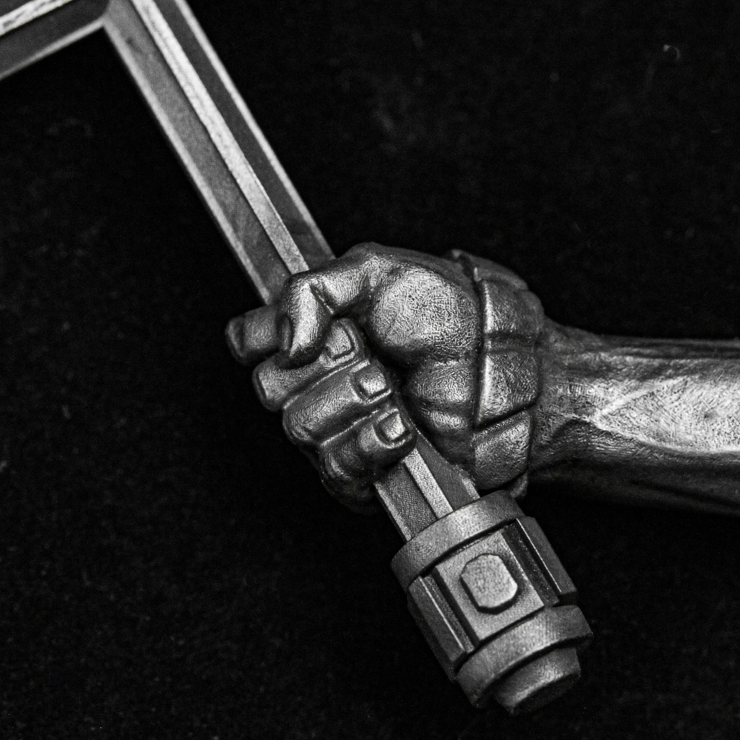 Fist Men's Necklace - Silver Cross Pendant - Long Arm Fist Pendant - Charm Necklace -