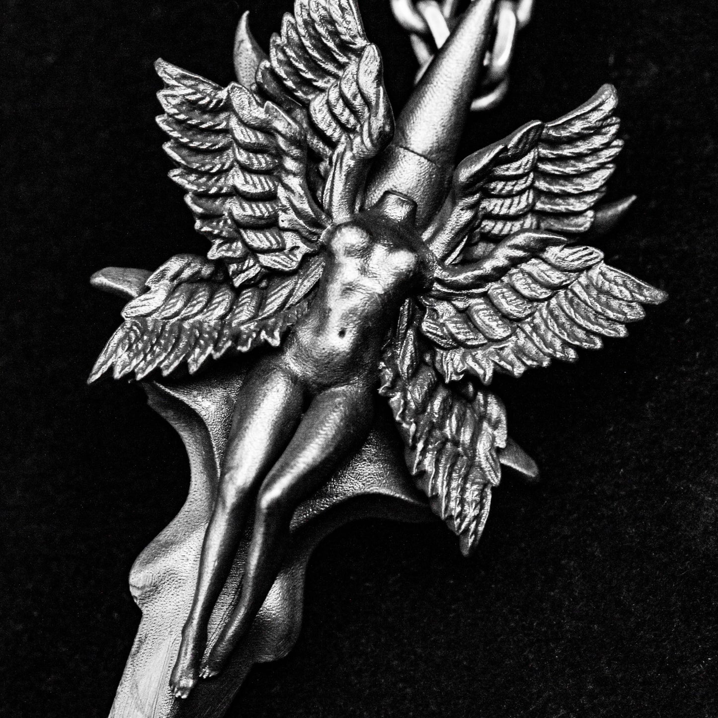 Seraphim Pendant - Angel Wings Pendant - Demon Necklace - Memorial Gift - Witch Gift - Fallen Angel Pendant - Nude Artwork