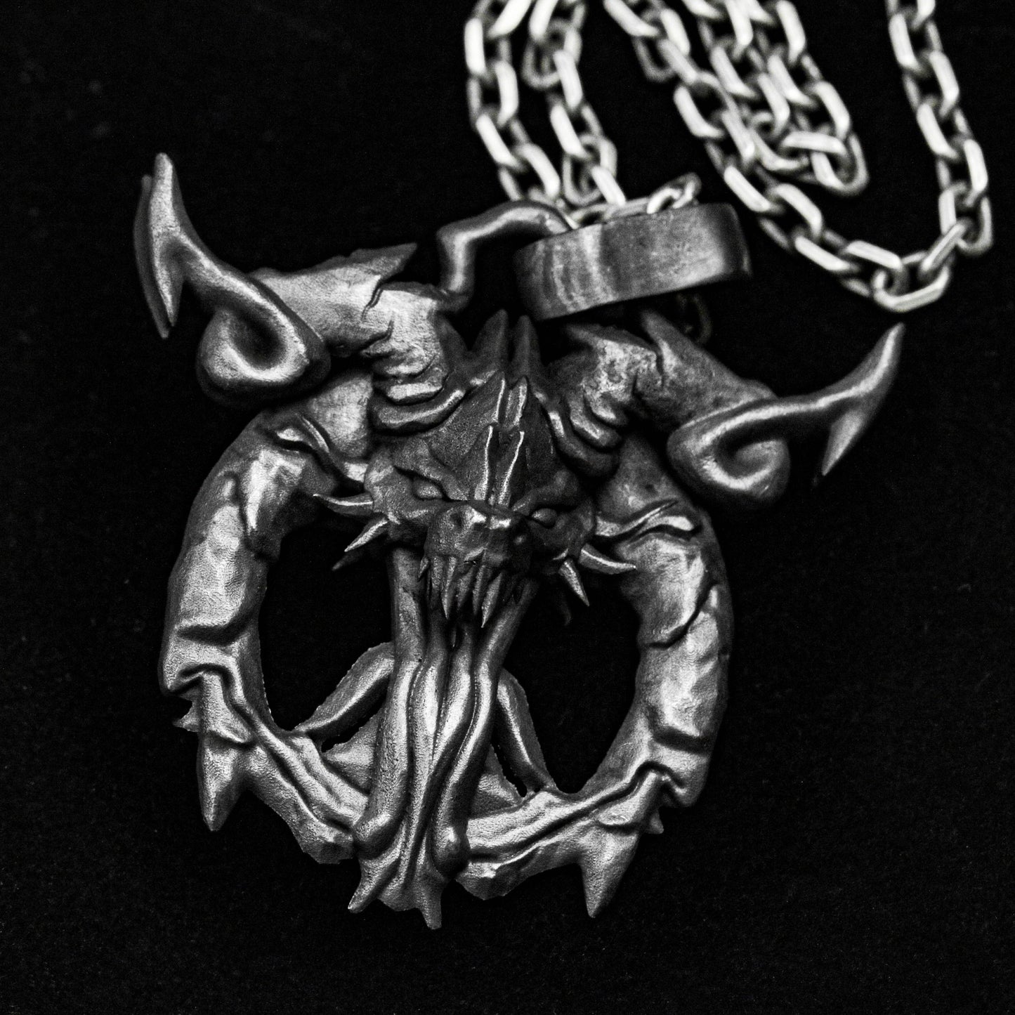 Fire Dragon Pendant - Totem Necklace - Dragon Silver Necklace - Large Pendant for Men - Silver Necklace - Oxidation Jewelry