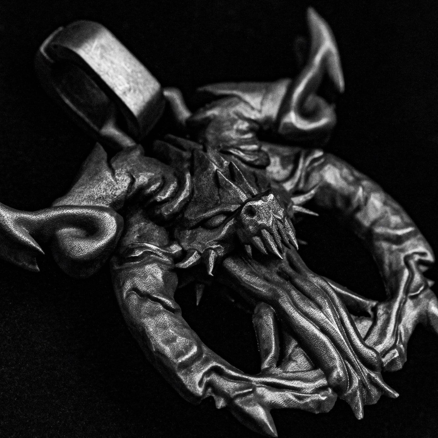 Fire Dragon Pendant - Totem Necklace - Dragon Silver Necklace - Large Pendant for Men - Silver Necklace - Oxidation Jewelry