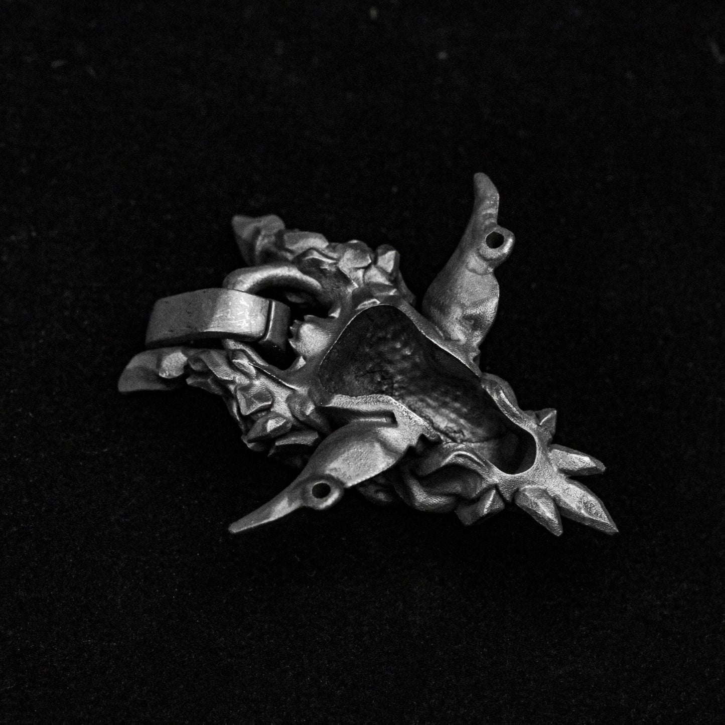 Earth Elf Pendant - Men's Sterling Silver Necklace - Skull Silver Pendant - Satanic Silver Jewelry - Demon Jewelry - Stone Ghost Pendant