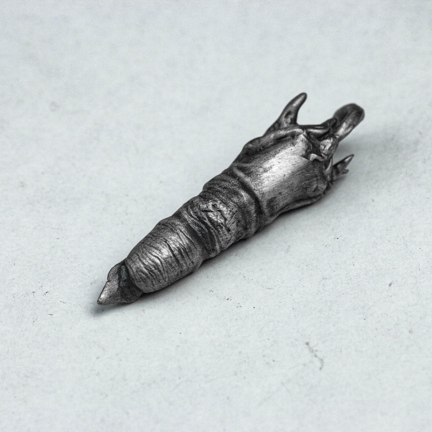 Devil Finger Necklace-Silver Necklace-Hand-Cast Jewelry-One Finger Pendant-Oxidation Jewelry-
