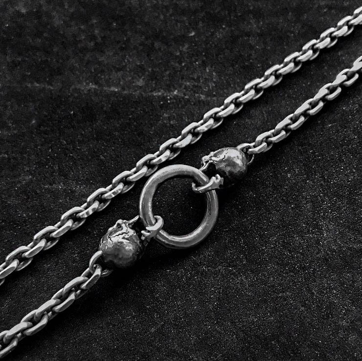 Skull 4mm Necklace Silver Sweater Chain Personality Gothic Necklace Pendant Set Boyfriend Gift Unisex Necklace.
