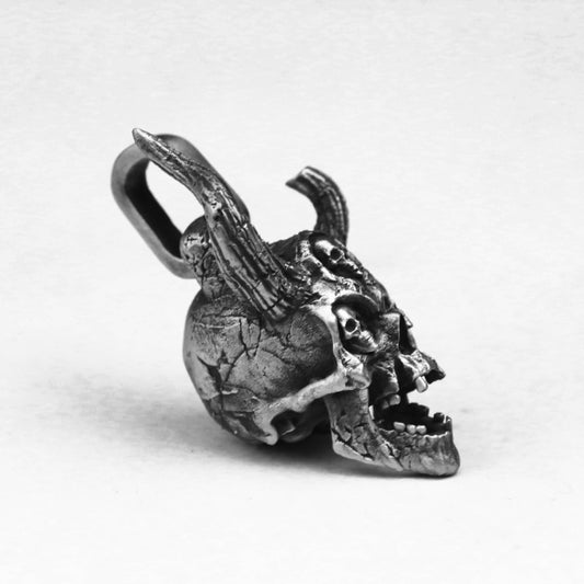 925 silver three-eyed skull pendant, demon pendant, horned skull pendant, evil clown clown skull pendant necklace