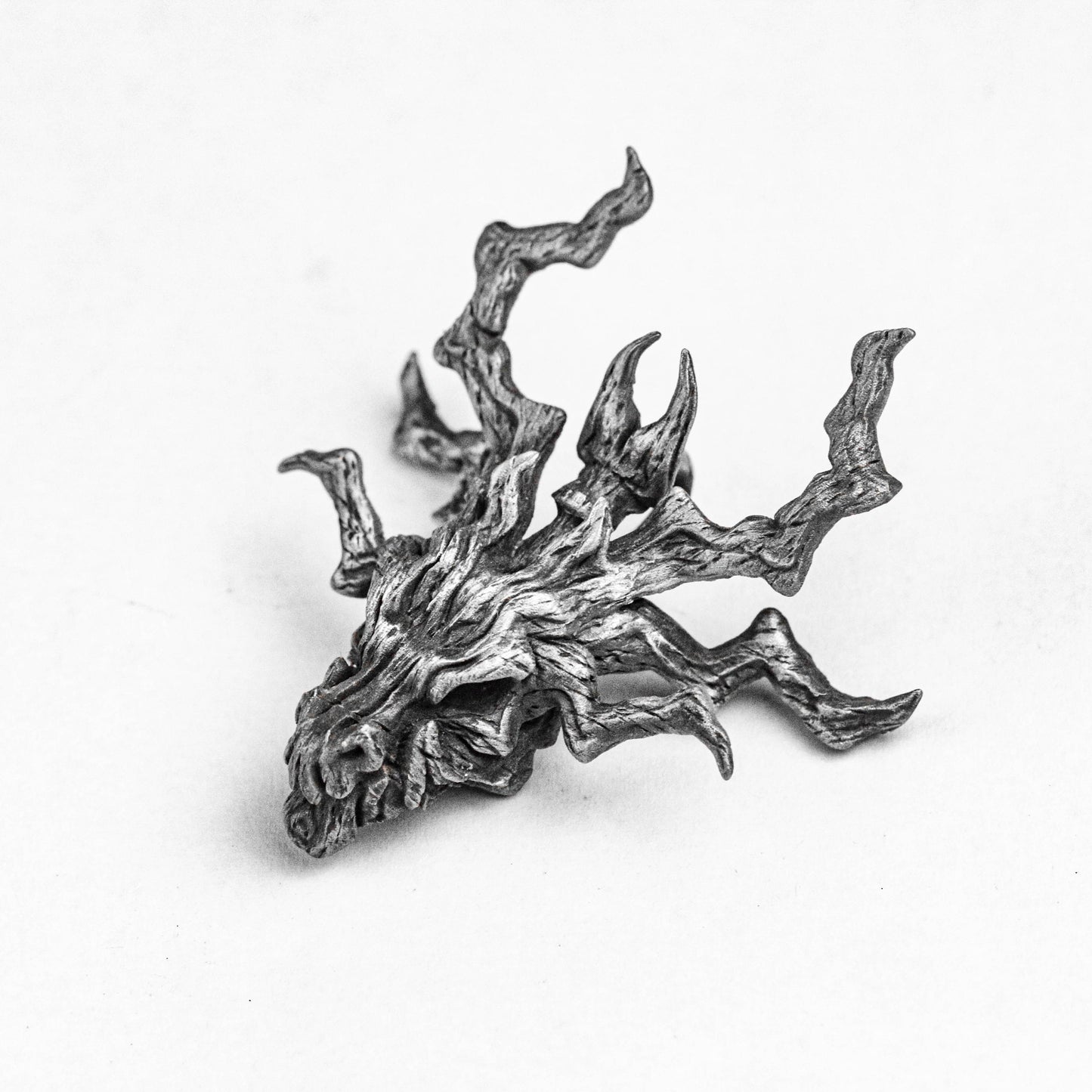 Deadwood Pendant - Wooden Dragon Necklace - Antique Silver Jewelry - Hand Carved Dragon - Silver Pendant - Silver Warrior Jewelry