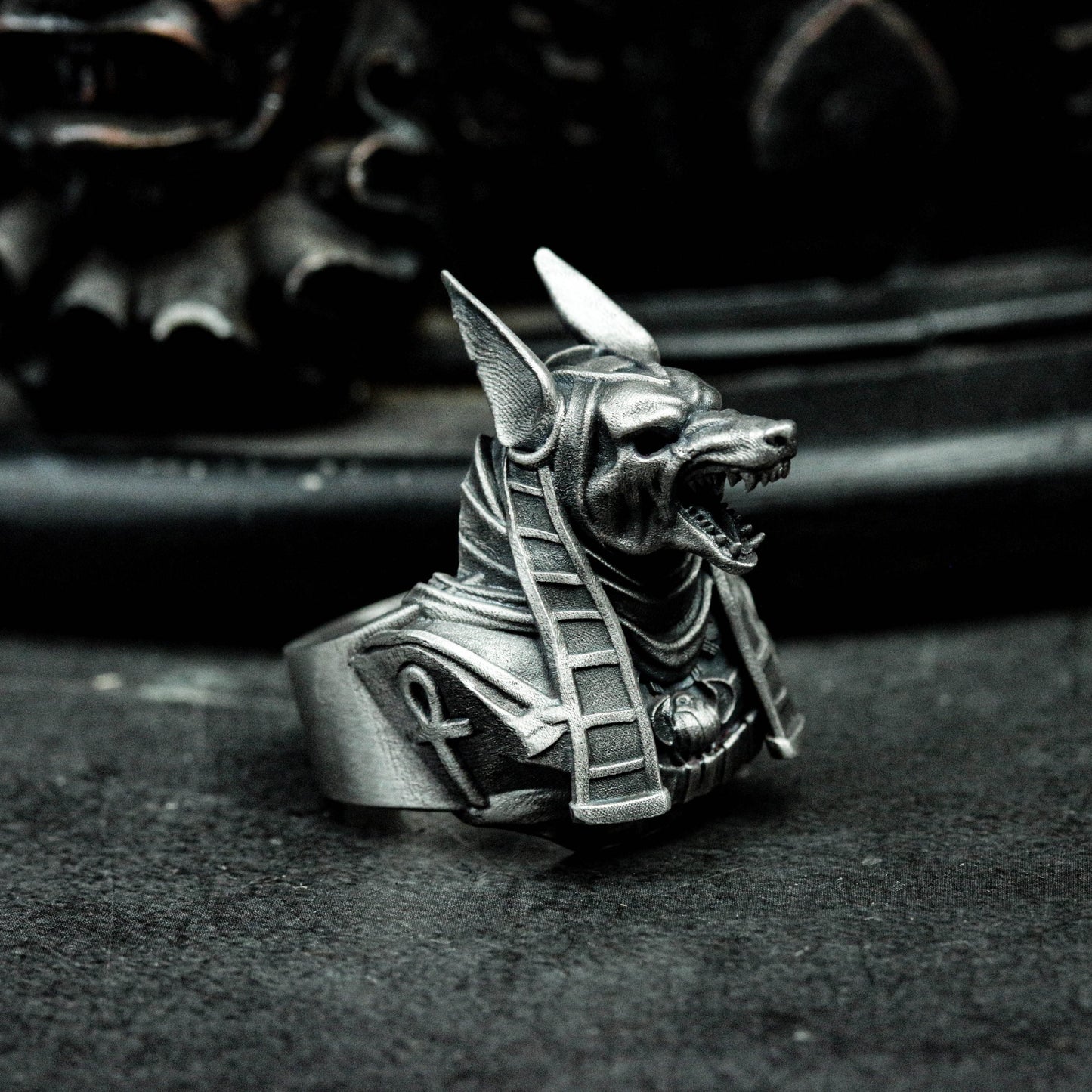 925 sterling silver Anubis ring, death ring, Anubis ring, Egyptian mythology jewelry - handmade