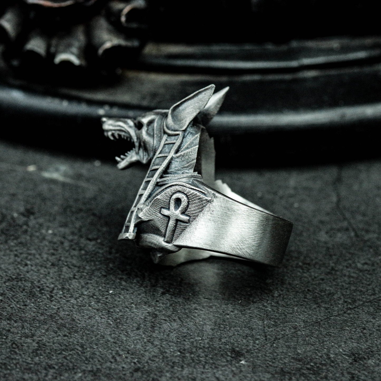 925 sterling silver Anubis ring, death ring, Anubis ring, Egyptian mythology jewelry - handmade