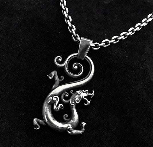 Sterling Silver Phoenix Necklace - Solid Sterling Silver Cast - Dragon Silver Pendant - Men's Jewelry
