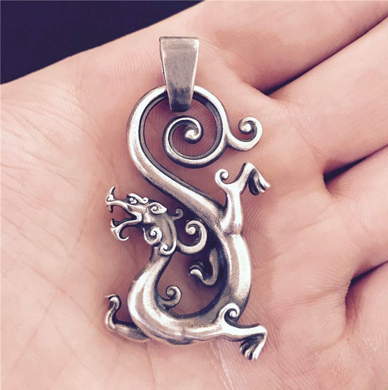 Sterling Silver Phoenix Necklace - Solid Sterling Silver Cast - Dragon Silver Pendant - Men's Jewelry