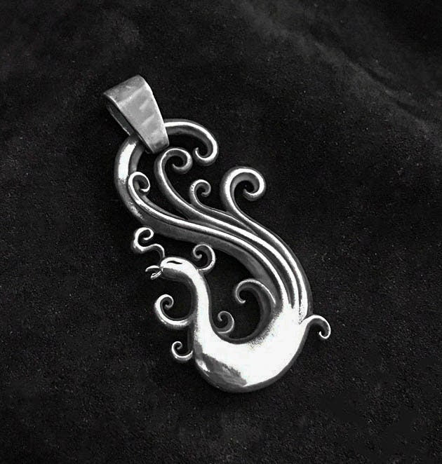 Phoenix Silver Pendant - Unisex Jewelry - Sterling Silver Phoenix Necklace - Couple Sterling Silver Necklace