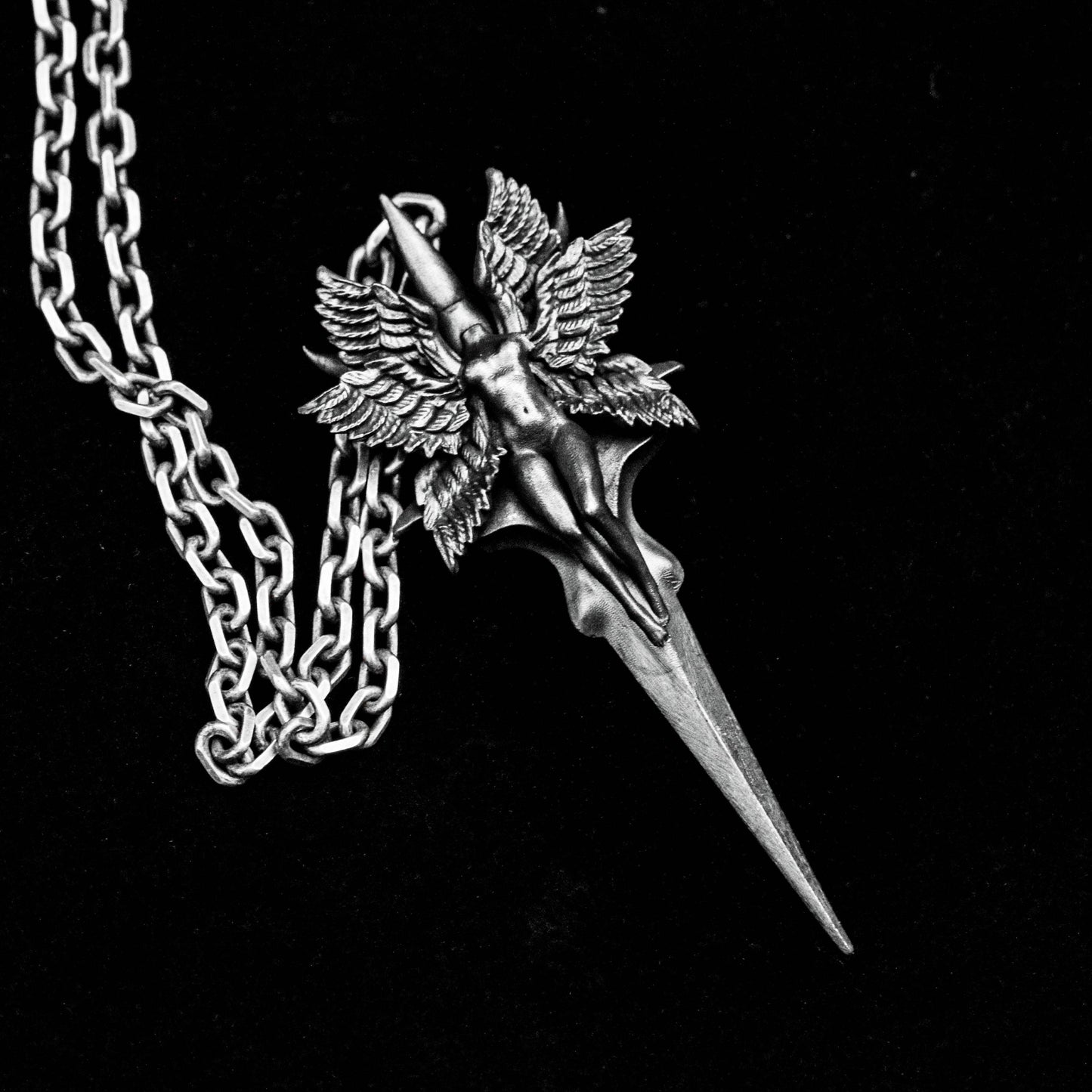 Seraphim Pendant - Angel Wings Pendant - Demon Necklace - Memorial Gift - Witch Gift - Fallen Angel Pendant - Nude Artwork