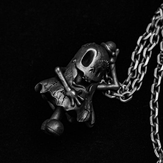 Smiley Face Symbol Necklace - Pendant for Men - Silver Pendant for Couples - Devil Necklace - Unisex Gifts - Oxidation Jewelry