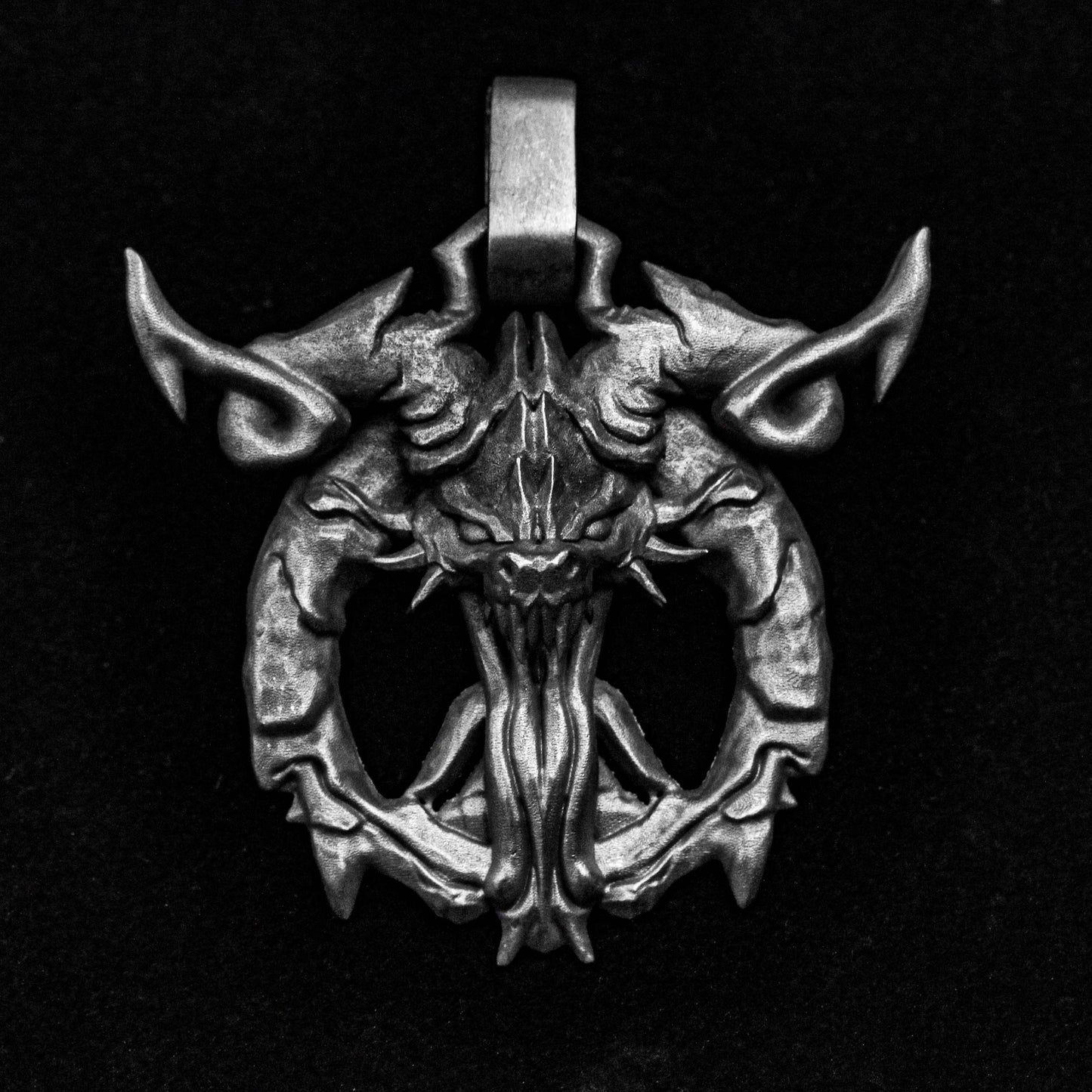 Fire Dragon Pendant - Totem Necklace - Dragon Silver Necklace - Large Pendant for Men - Silver Necklace - Oxidation Jewelry