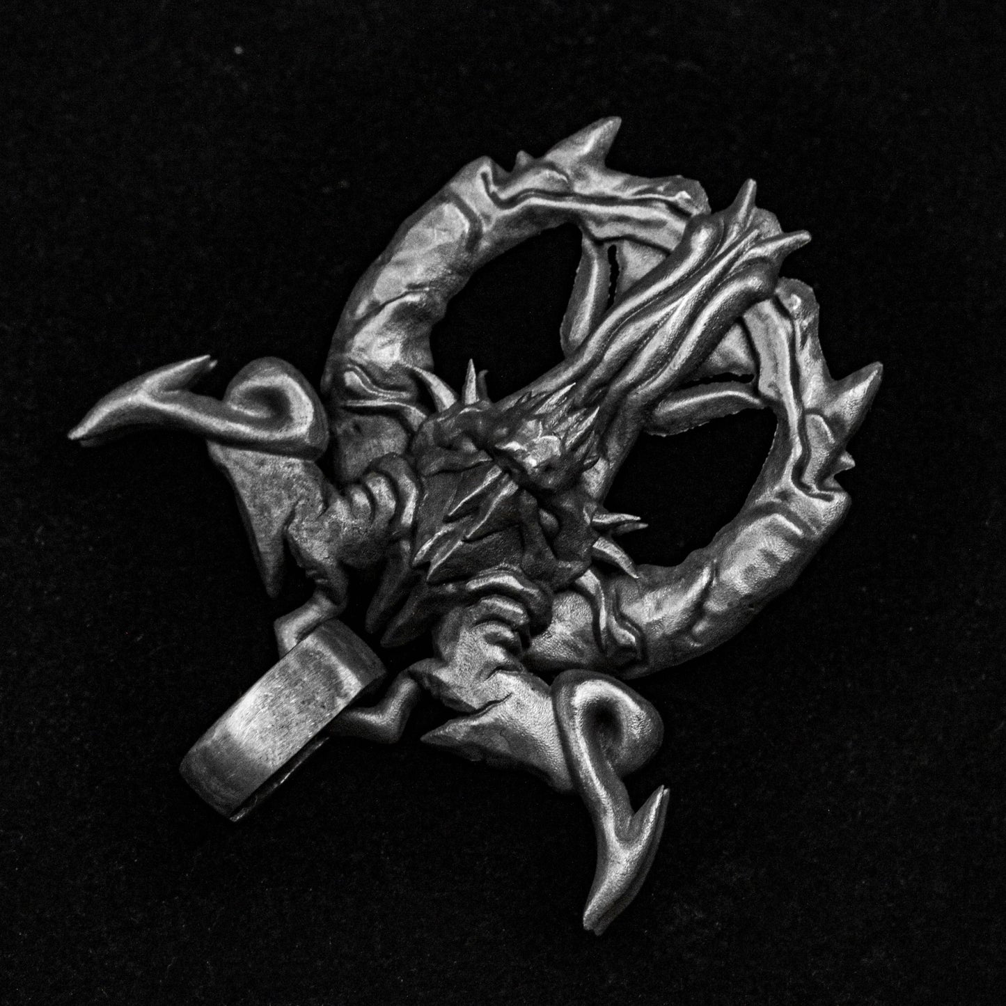 Fire Dragon Pendant - Totem Necklace - Dragon Silver Necklace - Large Pendant for Men - Silver Necklace - Oxidation Jewelry