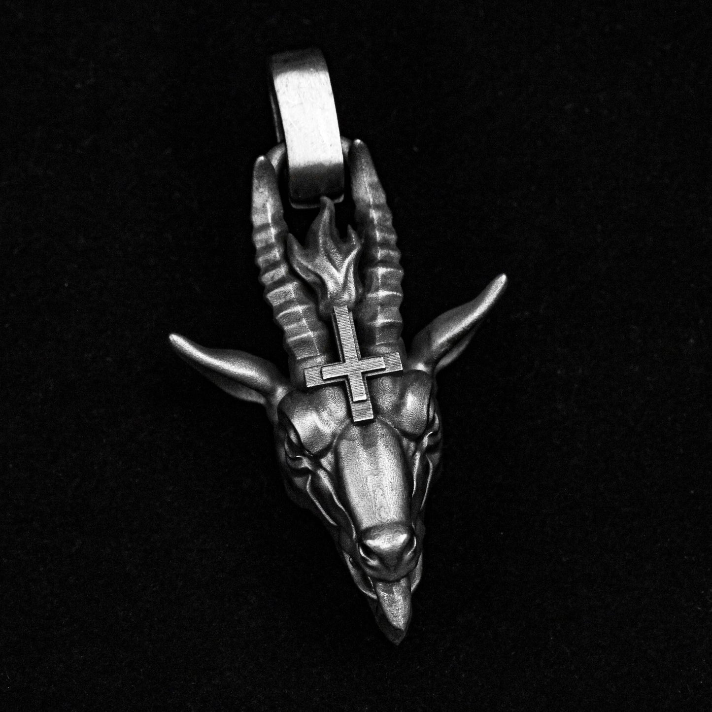 Goat Pendant - Sheep Skull Jewelry - 925 Sterling Silver Cross Pendant - Gothic Necklace - Skull Pendant - Human Skull Jewelry