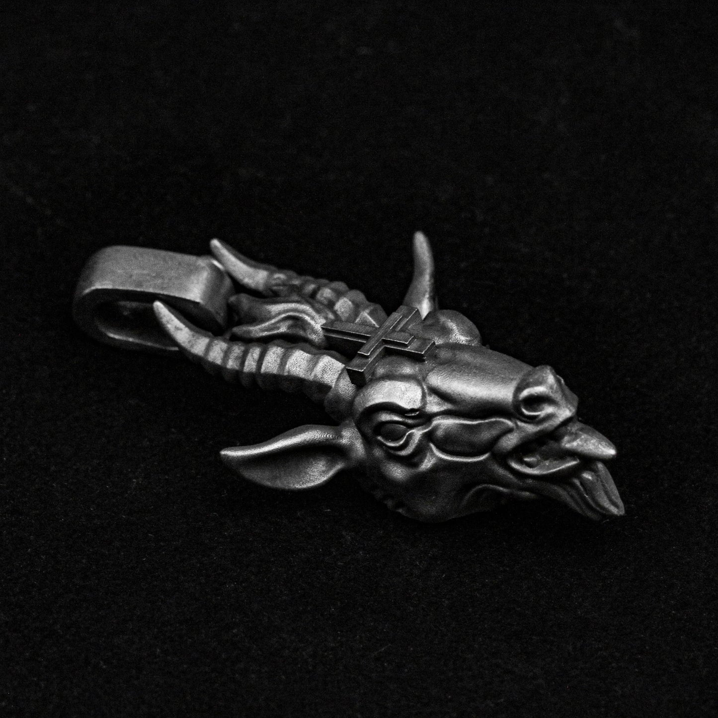 Goat Pendant - Sheep Skull Jewelry - 925 Sterling Silver Cross Pendant - Gothic Necklace - Skull Pendant - Human Skull Jewelry