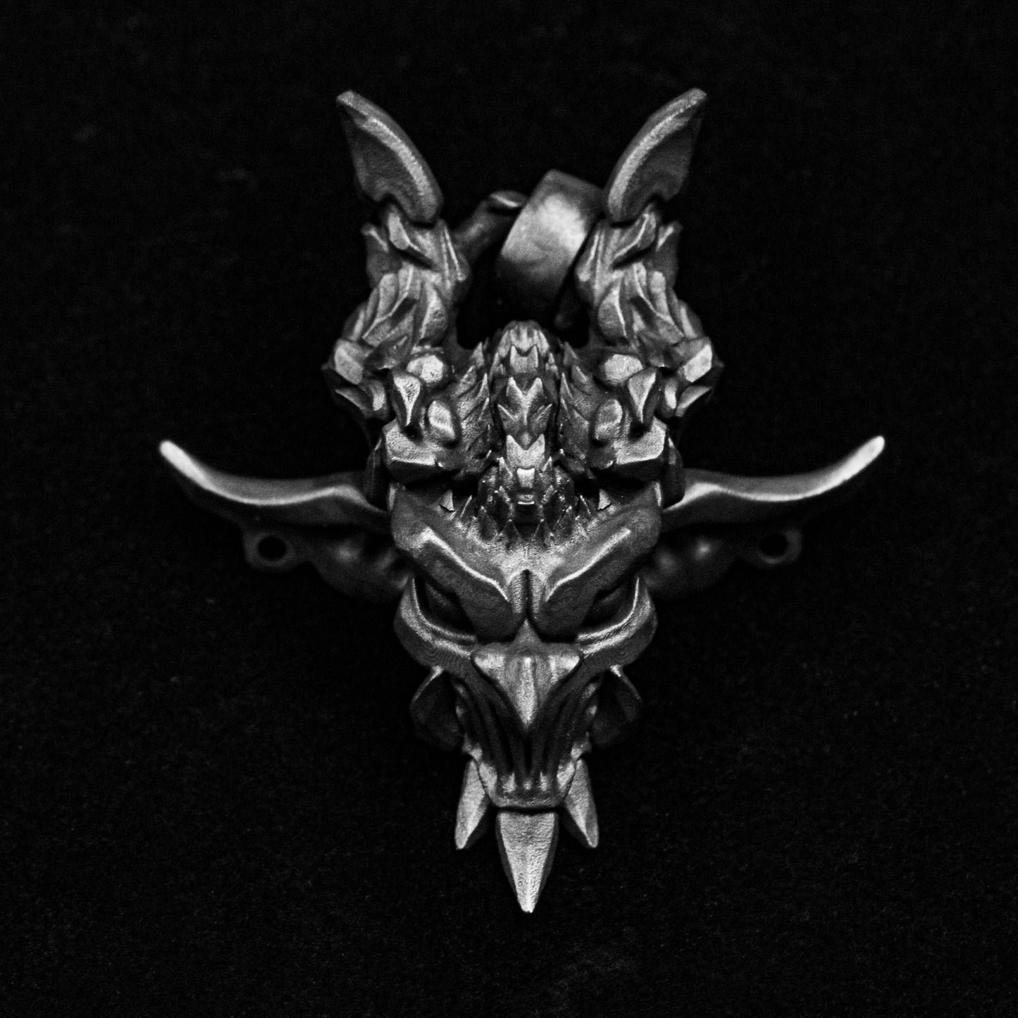 Earth Elf Pendant - Men's Sterling Silver Necklace - Skull Silver Pendant - Satanic Silver Jewelry - Demon Jewelry - Stone Ghost Pendant