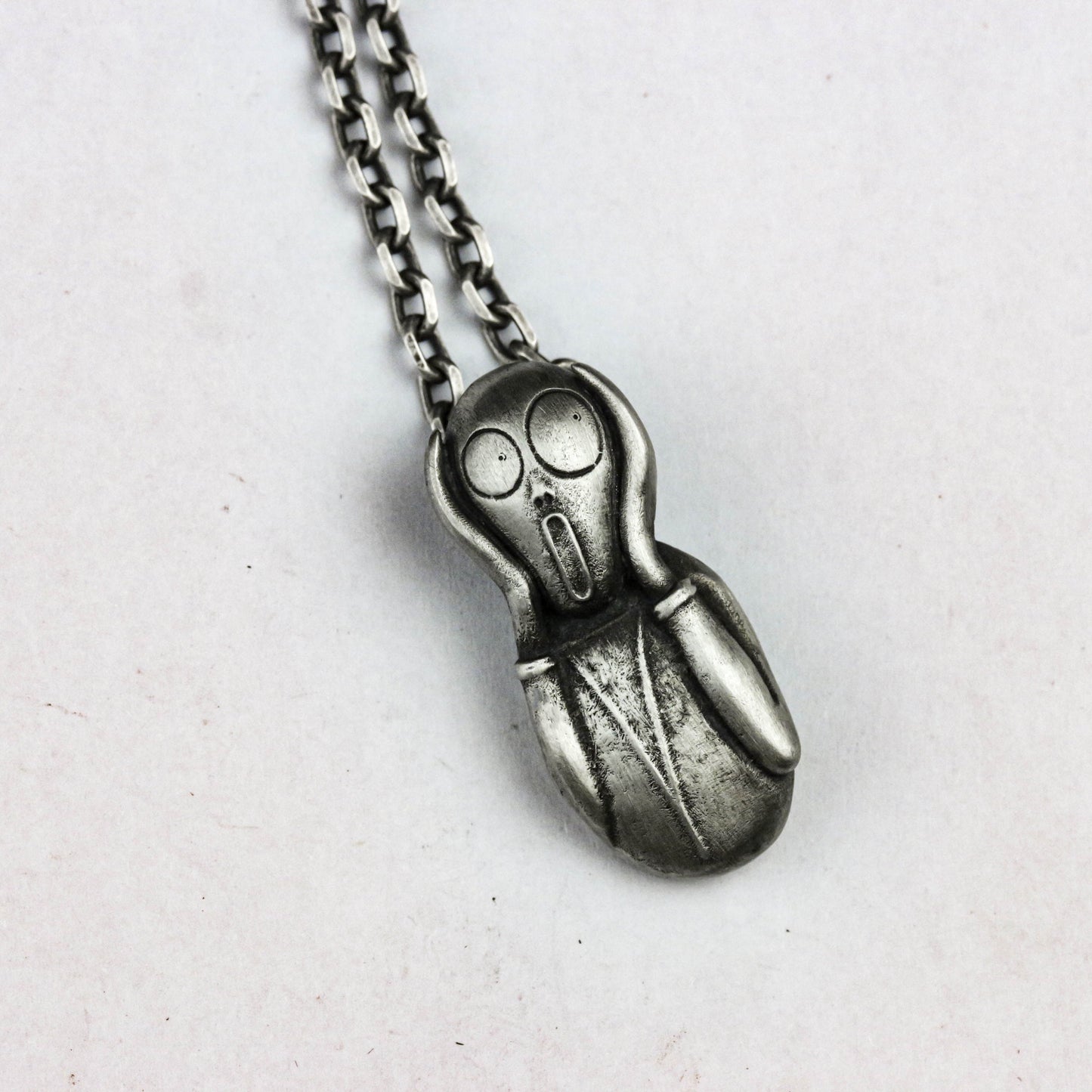 925 Silver Edvard Munch Scream Pendant Necklace Handmade Unique Cool Silver Van Gogh Painting Edvard Munch Scream Pendant Necklace