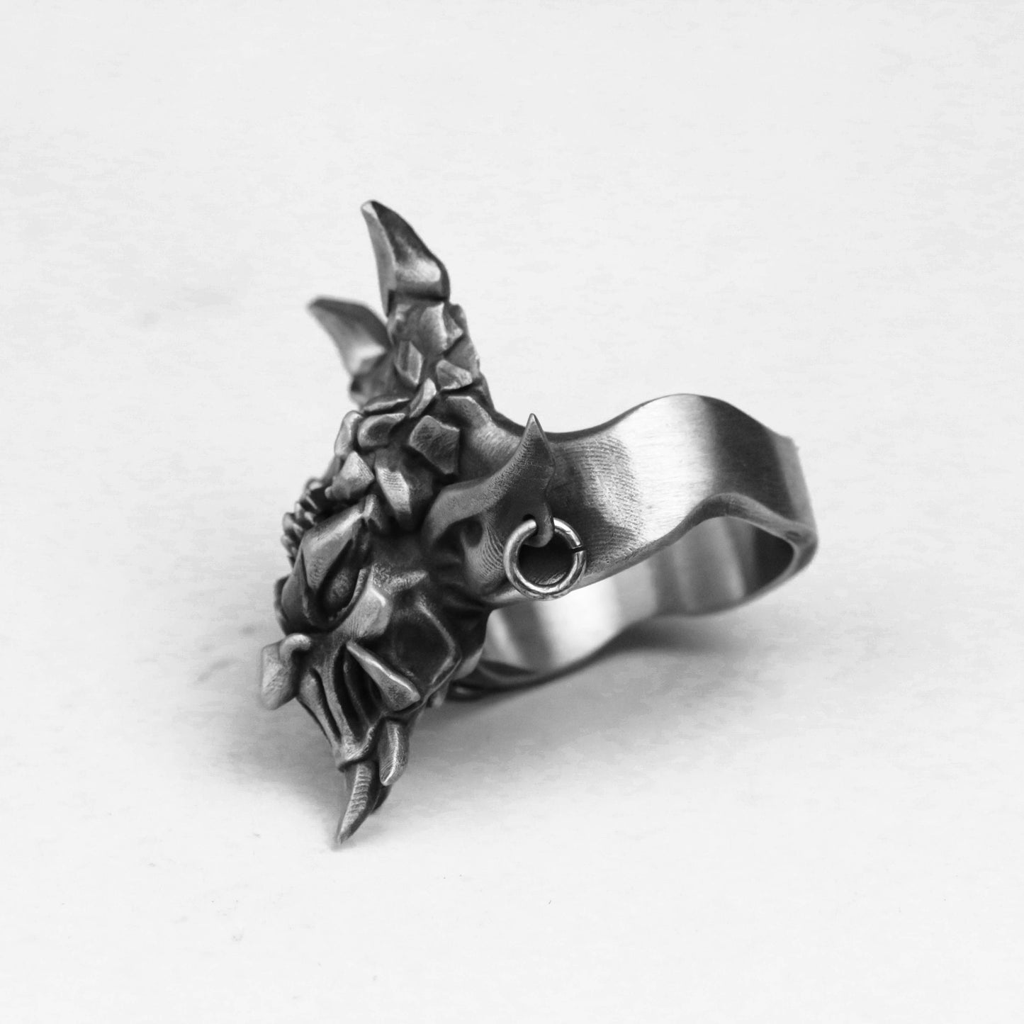 Screaming gargoyle 925 Silver Ring, Gothic Bat Ring Screaming Halloween silver Jewelry