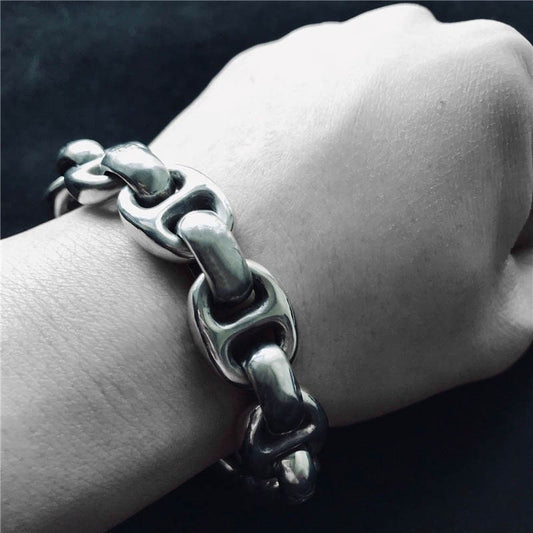 925 Sterling Silver Bracelet - Adjustable Link Bracelet - Handmade Artisan Silver Jewelry - Viking Silver Bracelet - Link Bracelet for Men.