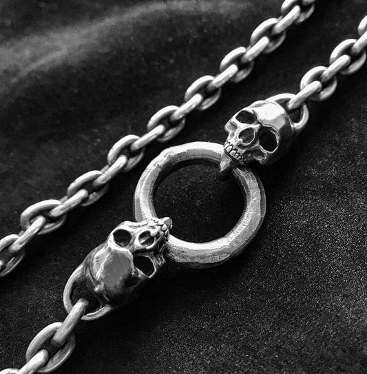 Skull Silver Necklace - Men's Silver Necklace - Handmade Artisan Silver Jewelry - Sterling Silver Solid Cast - Oxidized Silver Pendant.