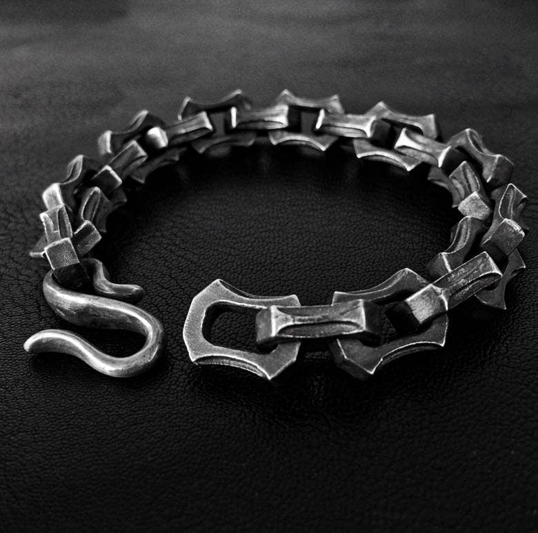 European and American 12mm Too Angle Bracelet - Silver Bracelet - Personalized Jewelry - Silver Men's Bracelet - Gift for Minimalists.