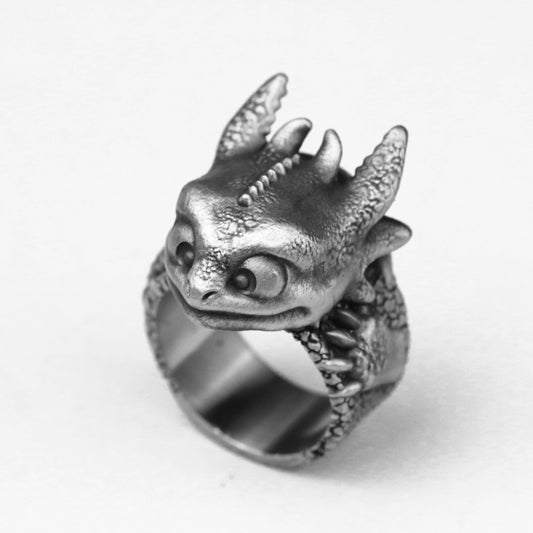 925 silver dragon ring, toothless night evil ring, brass dragon training master jewelry