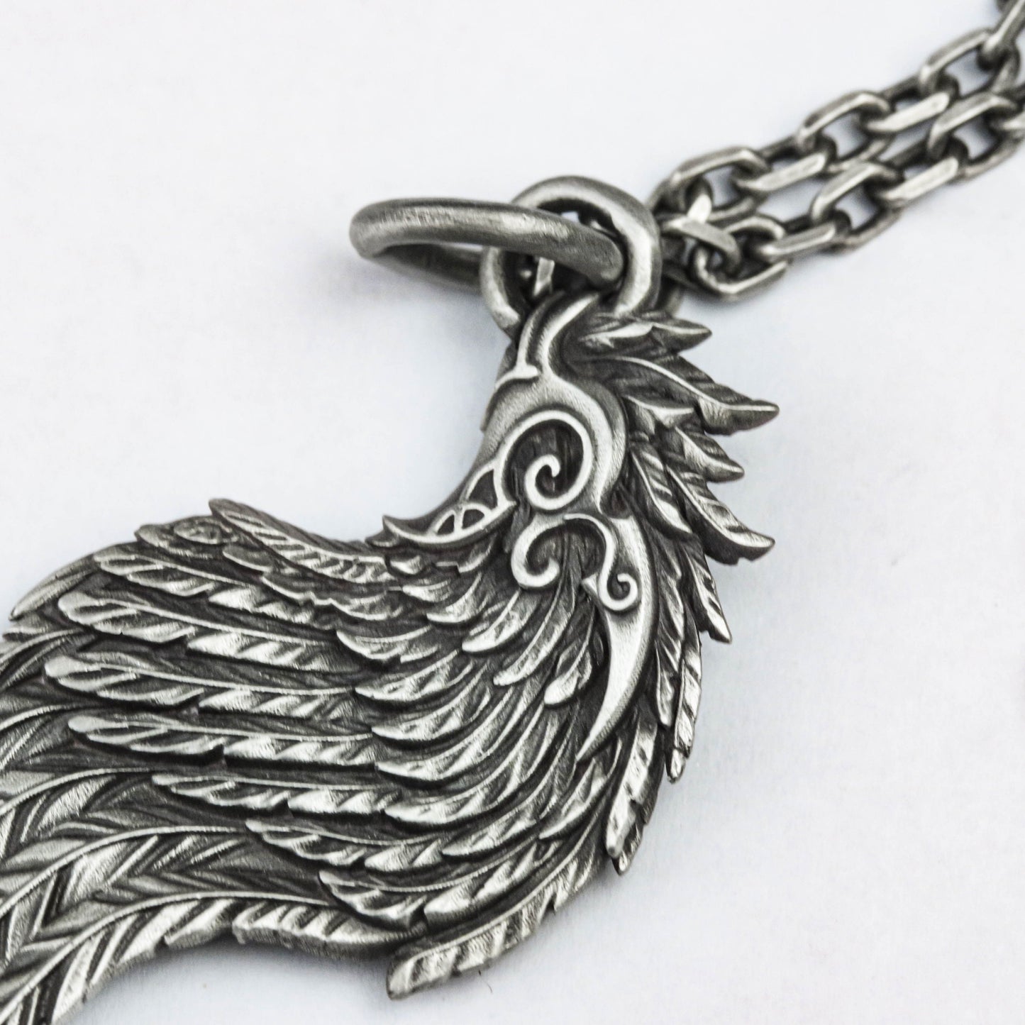 Solid 925 Sterling Silver Large Guardian Angel Wings Pendant, Protection Amulet