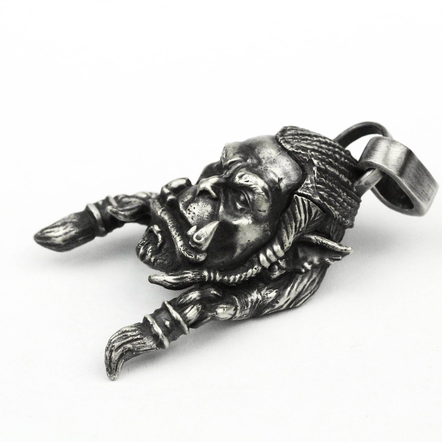 Orc Warrior Tribal Pendant - Artisan Silver MMORPG Inspired Jewelry