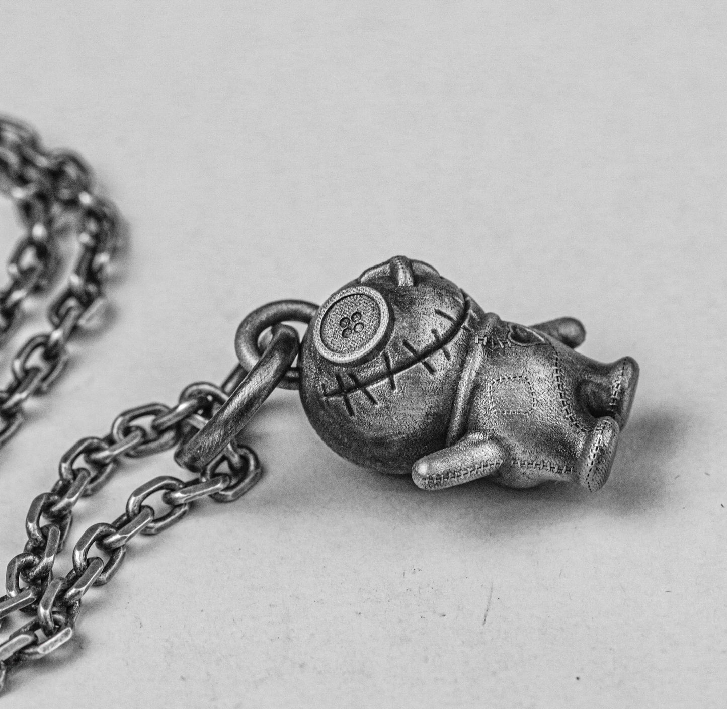 Puppet Elf Silver Pendant-Creative New Product-Doll Patch Anime Heart Cute Small Pendant-Silver Solid Casting Antique