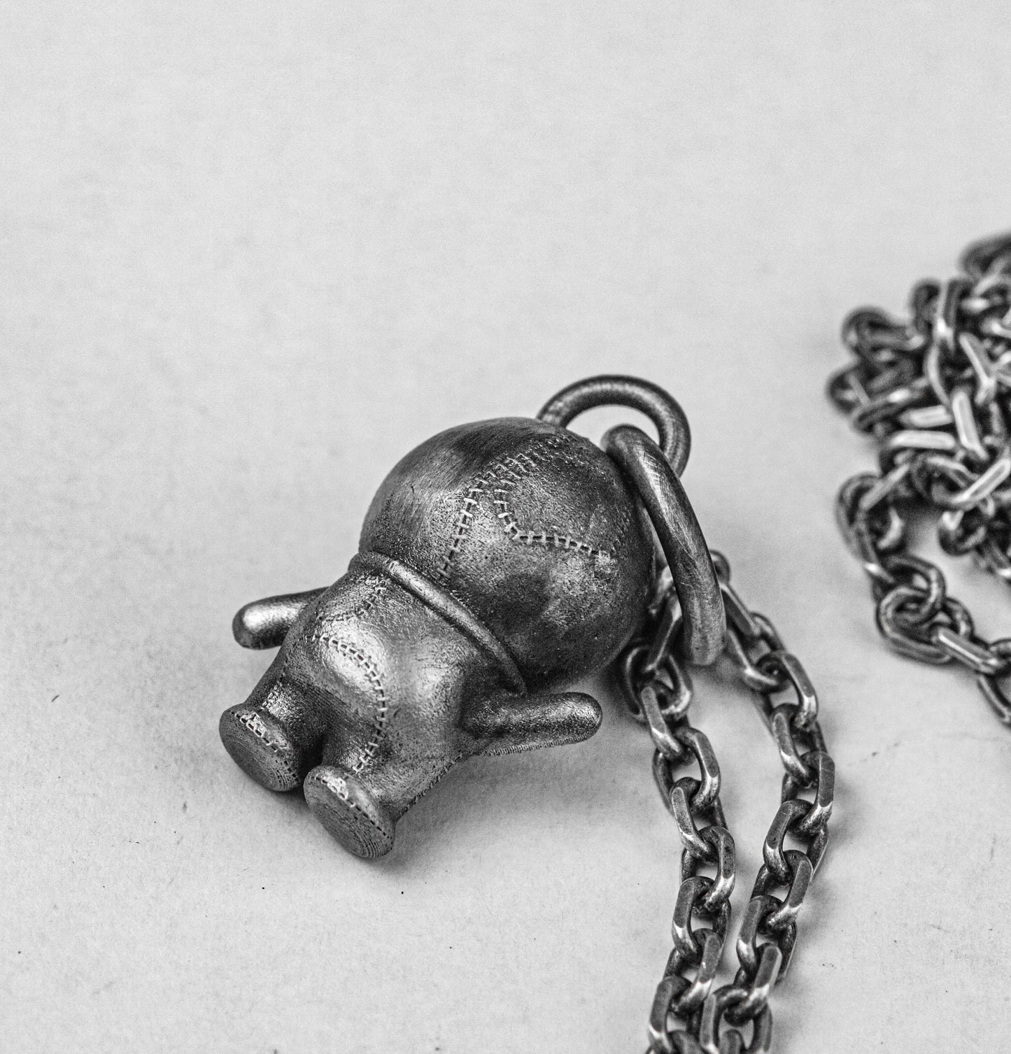 Puppet Elf Silver Pendant-Creative New Product-Doll Patch Anime Heart Cute Small Pendant-Silver Solid Casting Antique