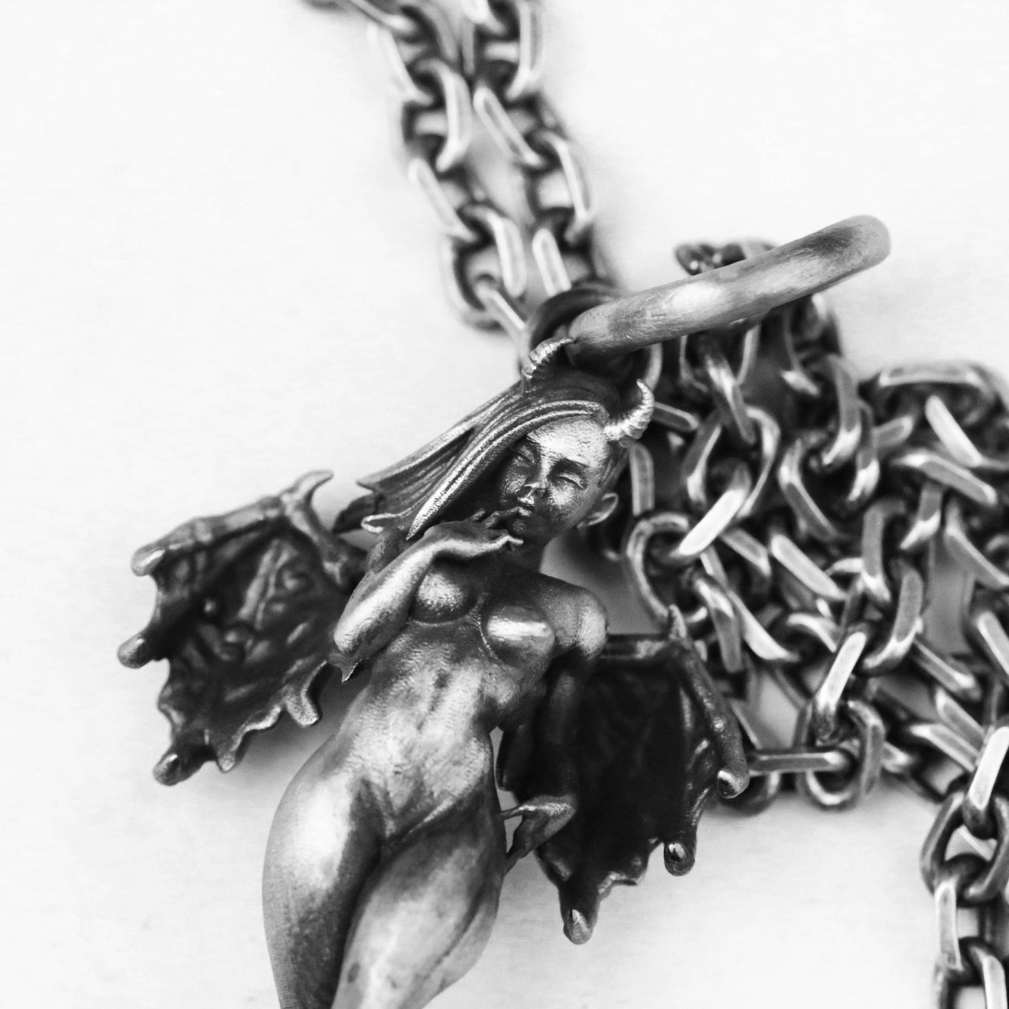 925 silver Demon pendant Retro Evil Angel Wings Pendant Necklace Demon Fallen Angel Goddess Gothic Wings Guardian Angel With Wings Jewelry
