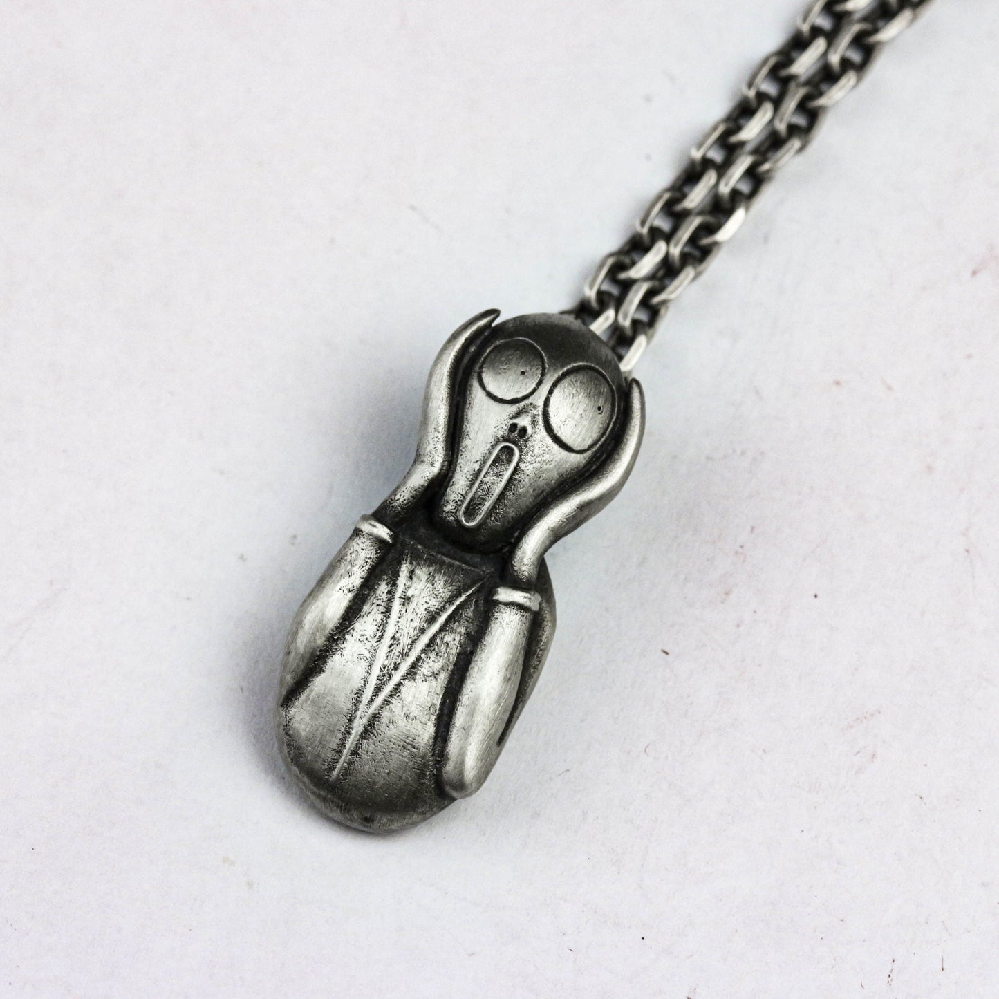 925 Silver Edvard Munch Scream Pendant Necklace Handmade Unique Cool Silver Van Gogh Painting Edvard Munch Scream Pendant Necklace