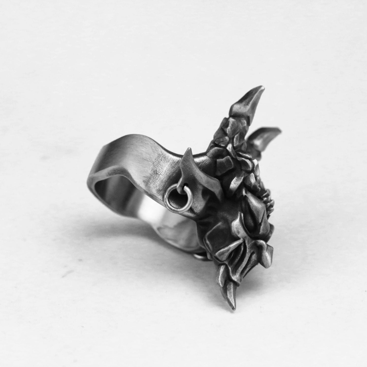 Screaming gargoyle 925 Silver Ring, Gothic Bat Ring Screaming Halloween silver Jewelry