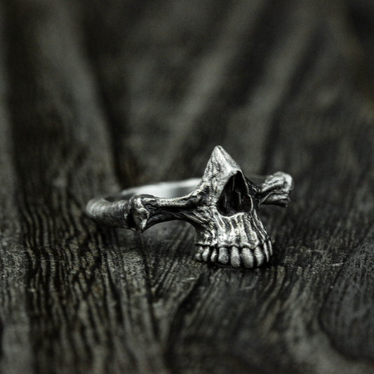 925 sterling silver skull ring,jawbone skull ring,skull small ring,gift for him - handmade