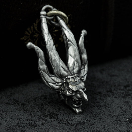 Playing Card King 925 Silver Pendant Necklace, Gambling Lucky Pendant, Skull Clown King Silver Necklace Gift