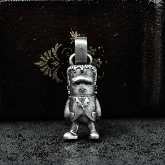 Q-Style Sci-Fi Character Pendant - Artisan Silver Custom Gift Necklace