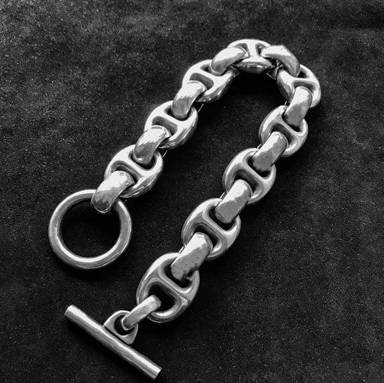 925 Sterling Silver Bracelet - Adjustable Link Bracelet - Handmade Artisan Silver Jewelry - Viking Silver Bracelet - Link Bracelet for Men.