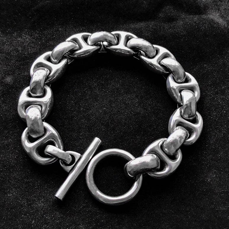 925 Sterling Silver Bracelet - Adjustable Link Bracelet - Handmade Artisan Silver Jewelry - Viking Silver Bracelet - Link Bracelet for Men.