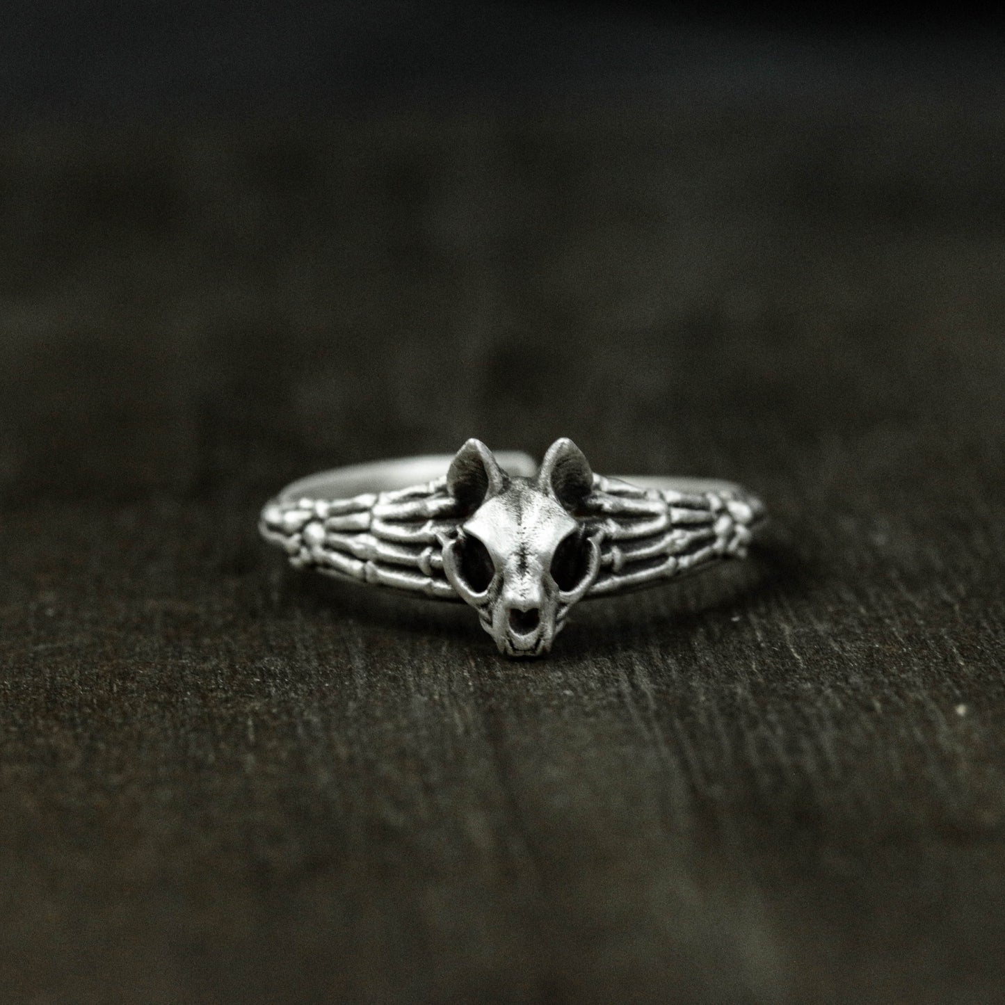Cat Skull Silver Ring, Cat Ring, 925 Sterling Silver Ring, Fierce Skull Ring - Handmade