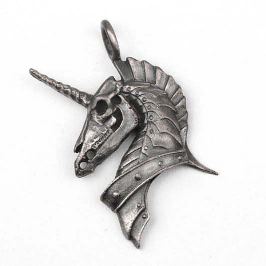 925 silver Unicorn Pendant, Skull Unicorn Necklace, Demon Unicorn Pendant, Long Horned Horse Pendant, Men's Brass Handmade Jewelry